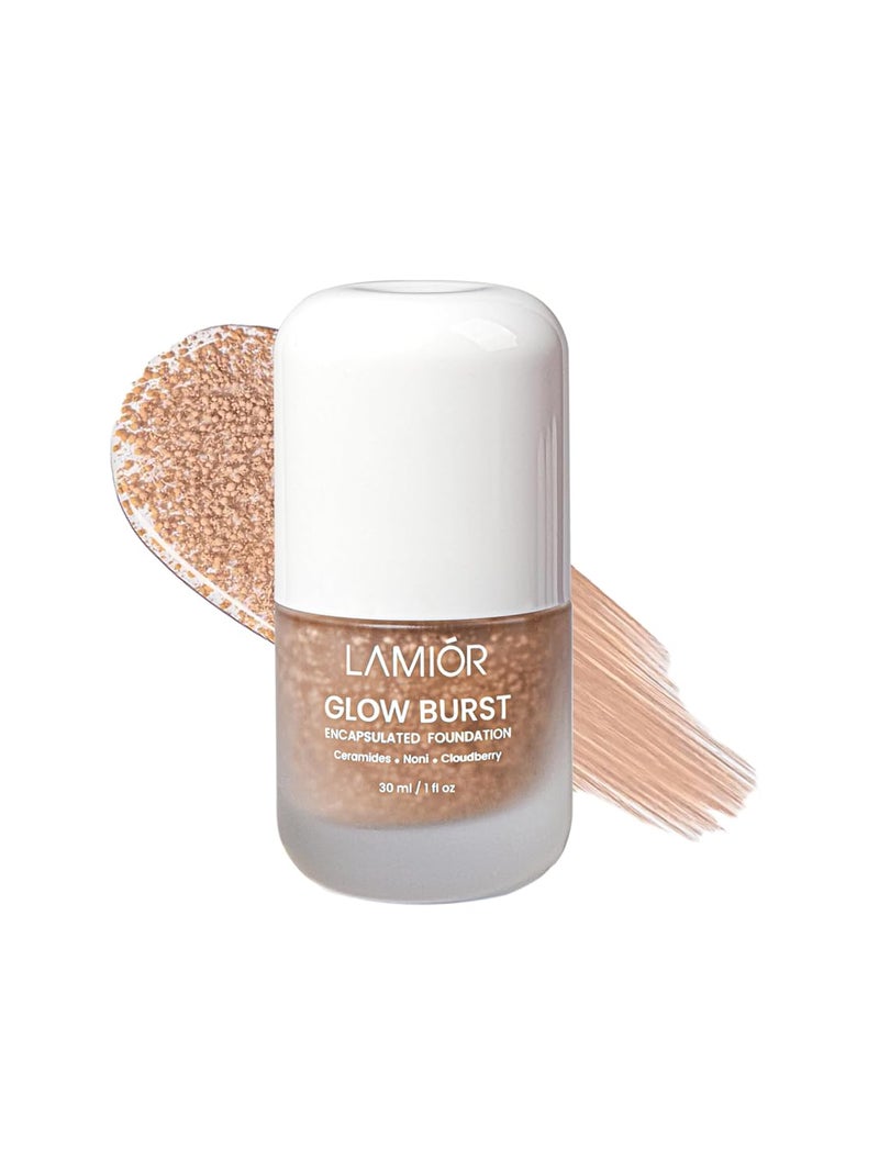 LAMIOR Glow Burst Encapsulated Foundation 30ml  Indias First MicroDroplet Formula for Radiant Glow  Lightweight UltraHydrating Skincare Makeup Hybrid  LongLasting Coverage  98 Natural Ingredients - Image 1