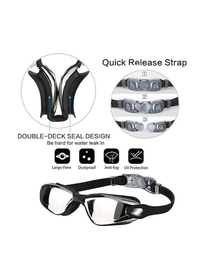 Generic Professional Anti-Fog Swimming Goggles Set for Adults & Teenagers – UV Protection, Leakproof, with Swim Cap, Earplugs & Waterproof Phone Pouch  - Image 3