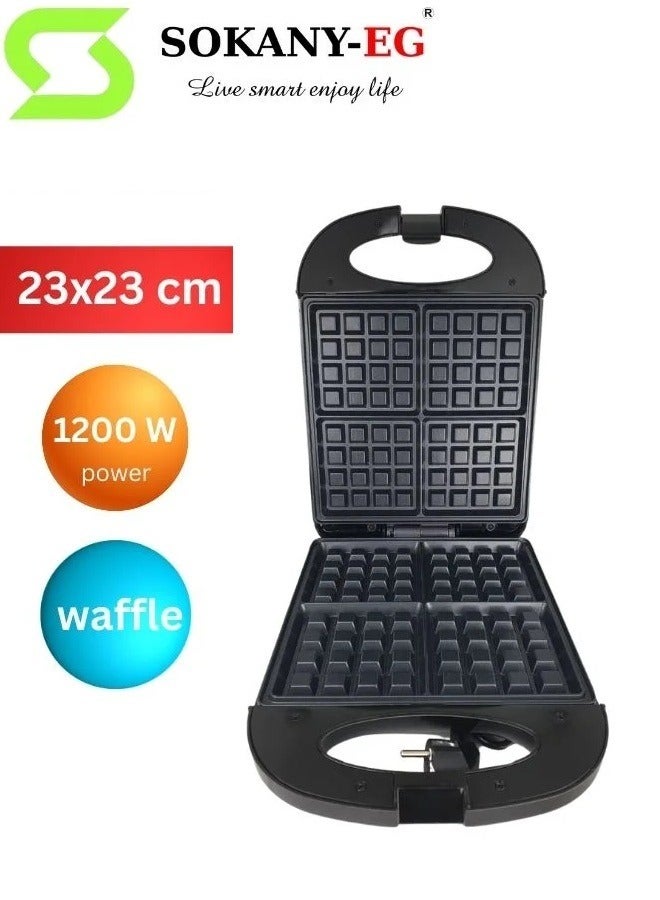sokany 4 Slice Waffle Maker/Double Side Heating/Non-Stick Coating-1200W(SK-08035) - Image 4