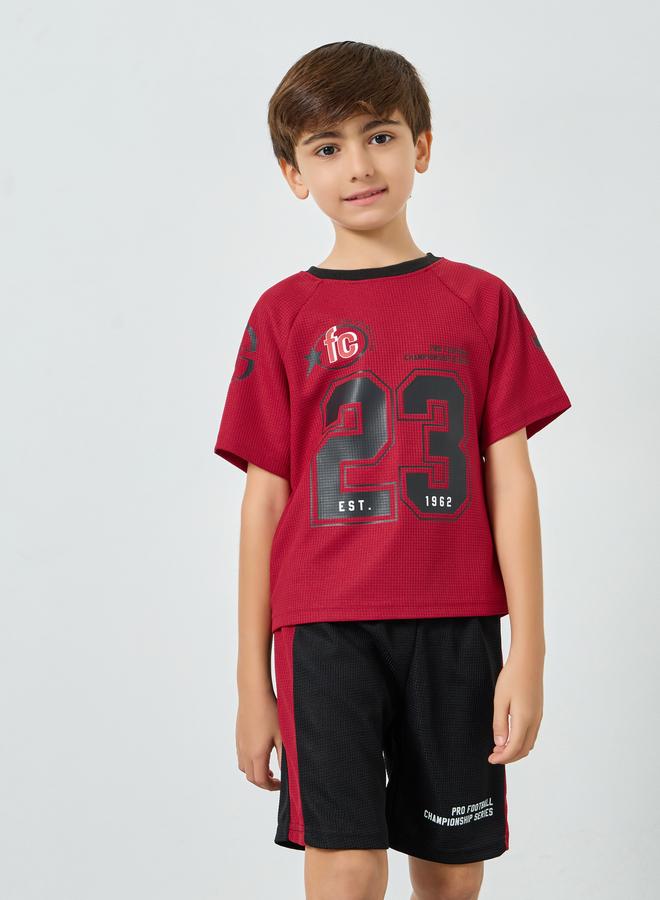 Styli Toddler Boy football inspired t-shirt with shorts set - Image 2
