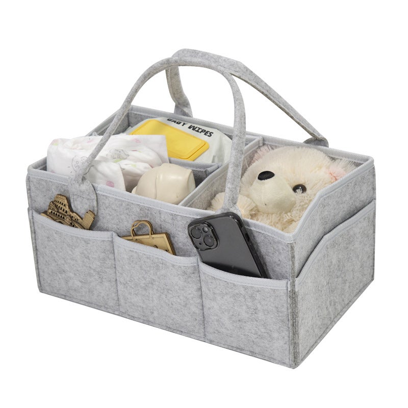 Convertible Felt Diaper Tote Light gray edging 