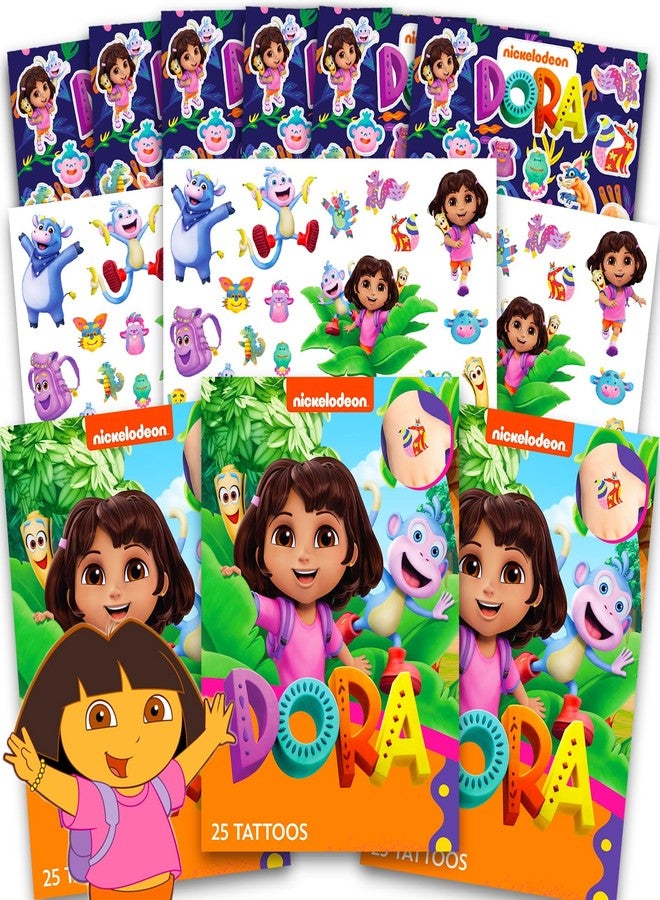 Dora the Explorer Party Favors Bundle Pack ~ 150 Dora Stickers and 75 Dora Temporary Tattoos for Kids | Dora the Explorer Birthday Party Supplies for Girls - Image 1