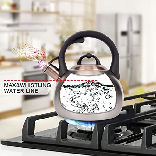 LUXGRACE 3.1 Quart Teal Whistling Tea Kettle for Stove Top, Food Grade Stainless Steel - Image 4