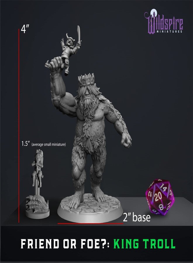 Wildspire Troll King and Queen for D&D Miniatures - Paintable Troll Figures for Dungeons & Dragons Fantasy Tabletop RPG - Image 3