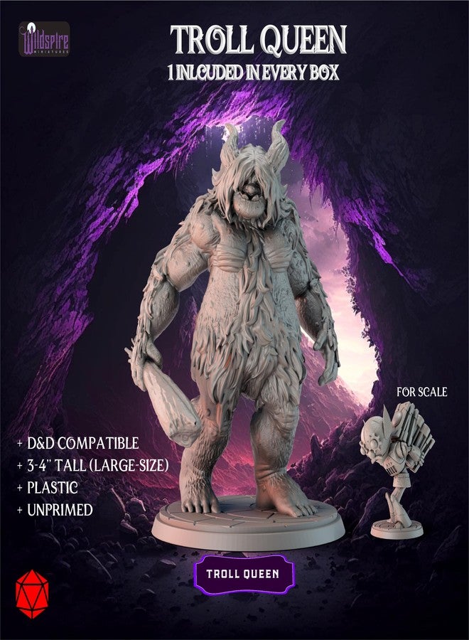 Wildspire Troll King and Queen for D&D Miniatures - Paintable Troll Figures for Dungeons & Dragons Fantasy Tabletop RPG - Image 2