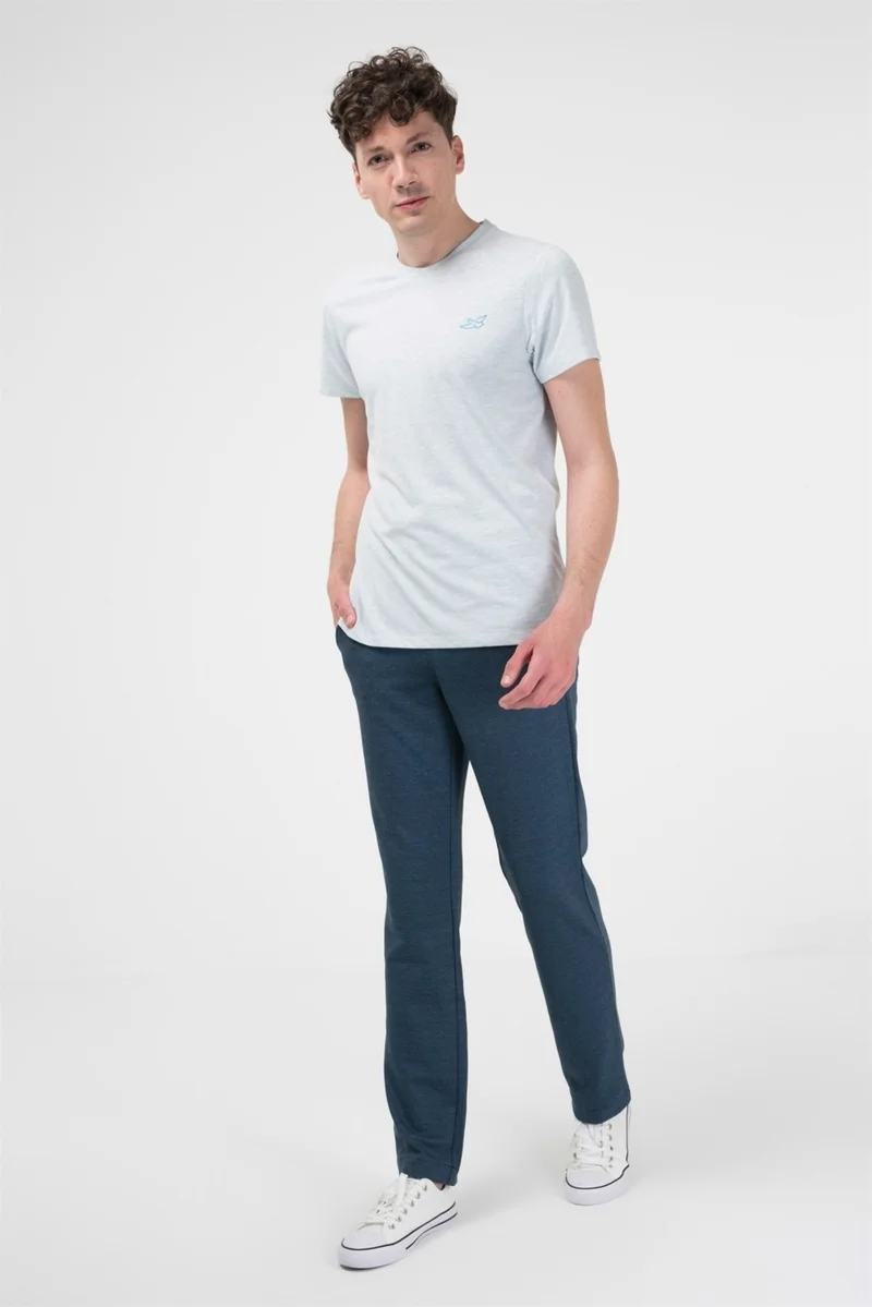 BRZ Collection Metal Buttoned Interlock Navy Blue Men's Trousers