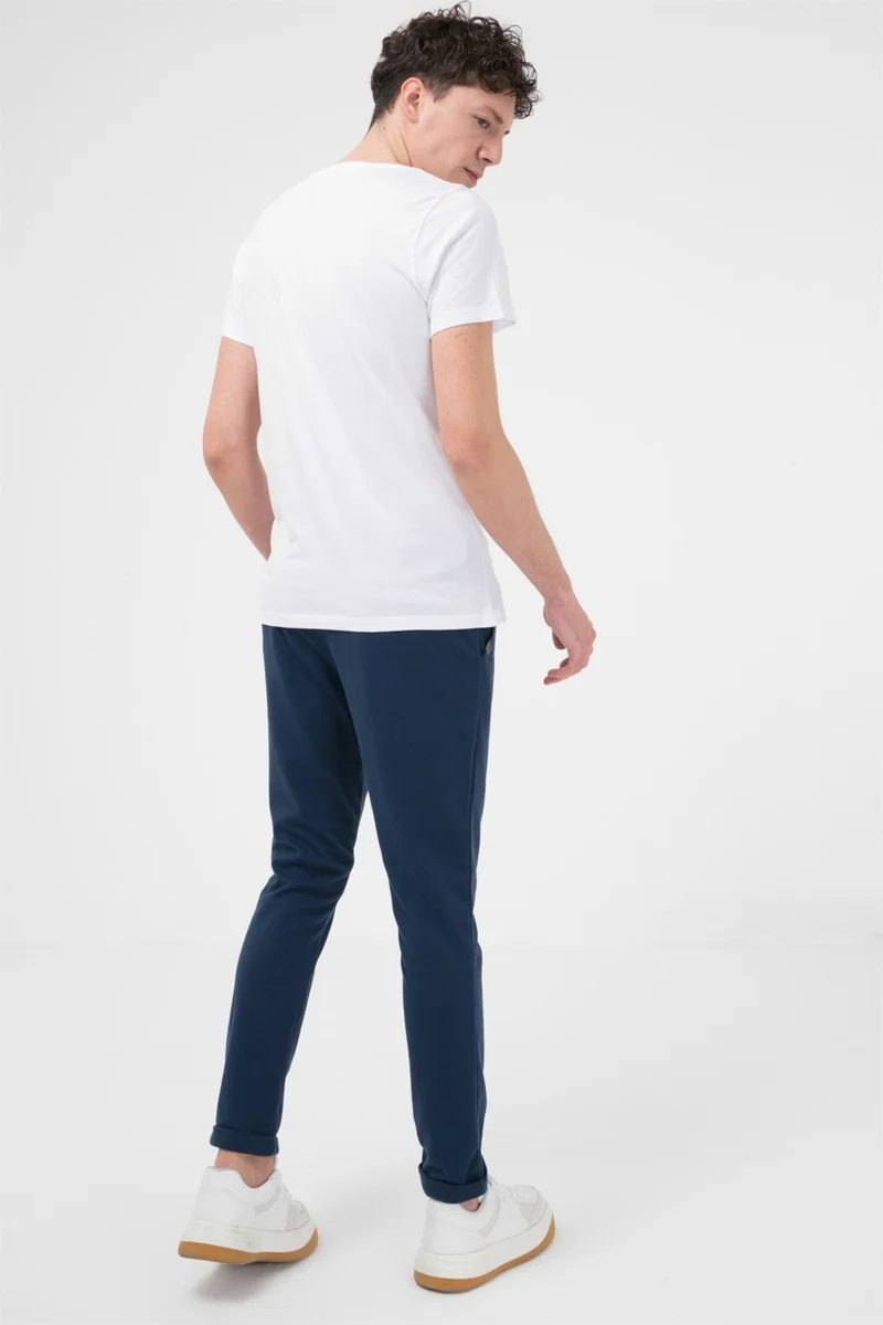 BRZ Collection Metal Buttoned Interlock Navy Blue Men's Trousers