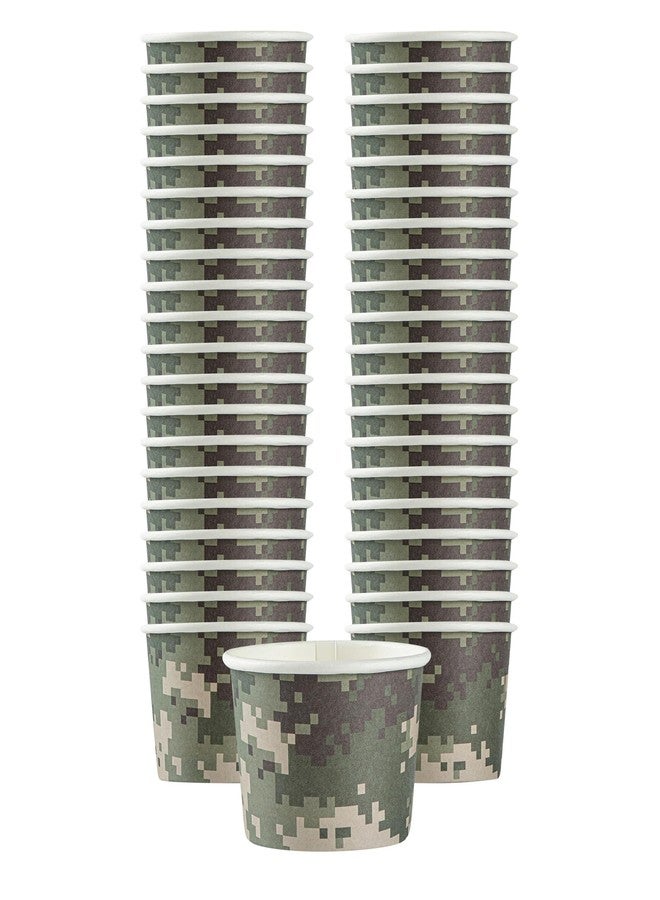 Restaurantware Coppetta 4-Ounce Dessert Cups, 50 Disposable Ice Cream Cups - Lids Sold Separately, Heavy-Duty, Camouflage Paper Frozen Yogurt Bowls, For Hot And Cold Foods - Image 1