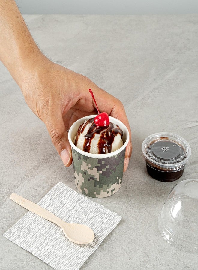 Restaurantware Coppetta 4-Ounce Dessert Cups, 50 Disposable Ice Cream Cups - Lids Sold Separately, Heavy-Duty, Camouflage Paper Frozen Yogurt Bowls, For Hot And Cold Foods - Image 4