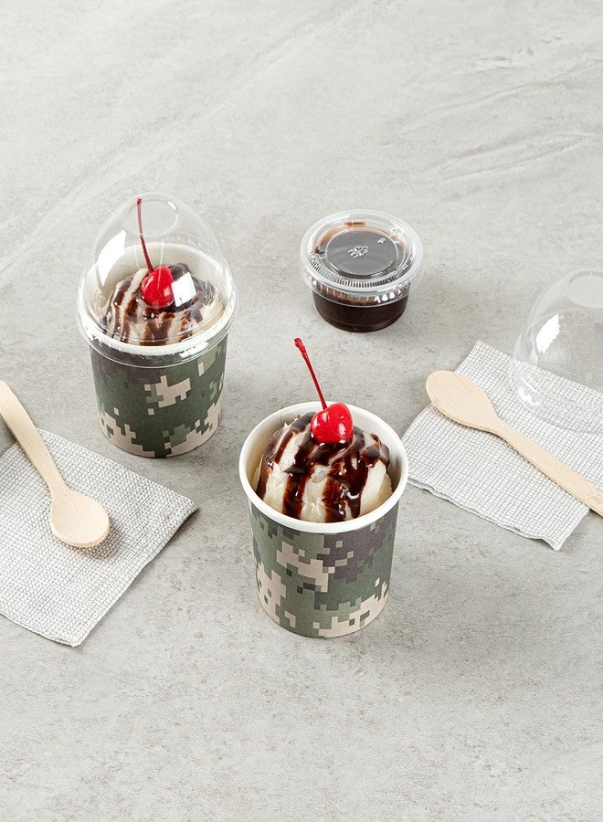 Restaurantware Coppetta 4-Ounce Dessert Cups, 50 Disposable Ice Cream Cups - Lids Sold Separately, Heavy-Duty, Camouflage Paper Frozen Yogurt Bowls, For Hot And Cold Foods - Image 5