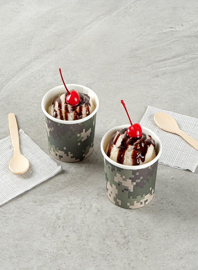 Restaurantware Coppetta 4-Ounce Dessert Cups, 50 Disposable Ice Cream Cups - Lids Sold Separately, Heavy-Duty, Camouflage Paper Frozen Yogurt Bowls, For Hot And Cold Foods - Image 3