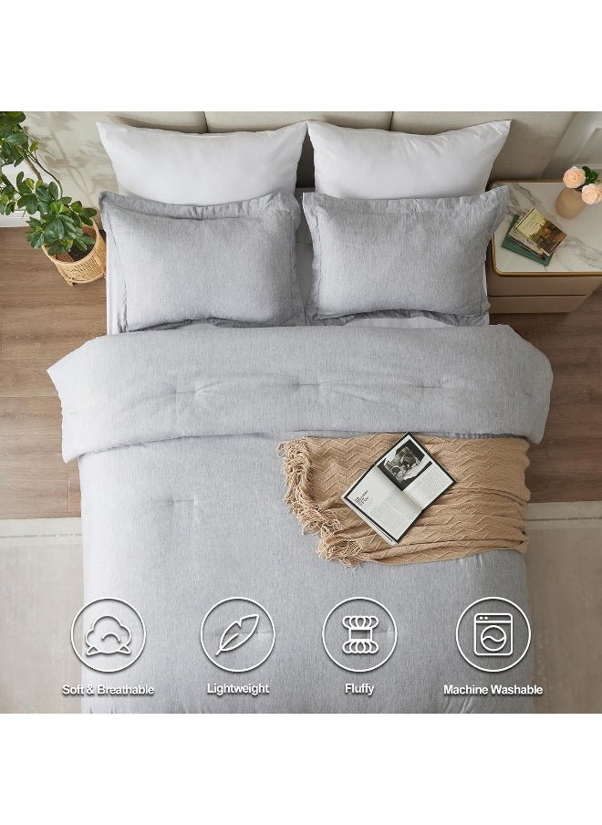 Generic CozyLux Full Size Comforter Set - 3 Pieces Grey Soft Luxury Cationic Dyeing Bedding Comforter for All Season  - Image 2