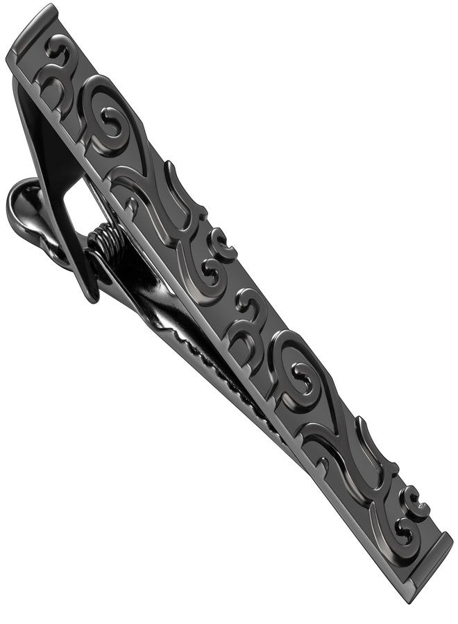 HAWSON Black Vine Tie Clips for Men, 2.2 Inch Shiny Tie Bars Pins for Regular Necktie, Business Wedding Gifts - Image 1