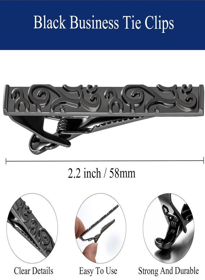 HAWSON Black Vine Tie Clips for Men, 2.2 Inch Shiny Tie Bars Pins for Regular Necktie, Business Wedding Gifts - Image 2