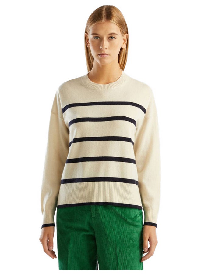 Benetton سترة مخططة من الكشمير الخالص  - Image 5
