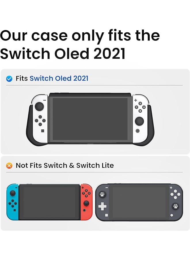 KIWIHOME Dockable Case Compatible With Nintendo Switch Oled Model 2021 With Flip Design Game Card Holder Ergonomic Comfort Tpu Grip Protective Case For Switch Oled Console Games And Joy Cons Black - Image 2