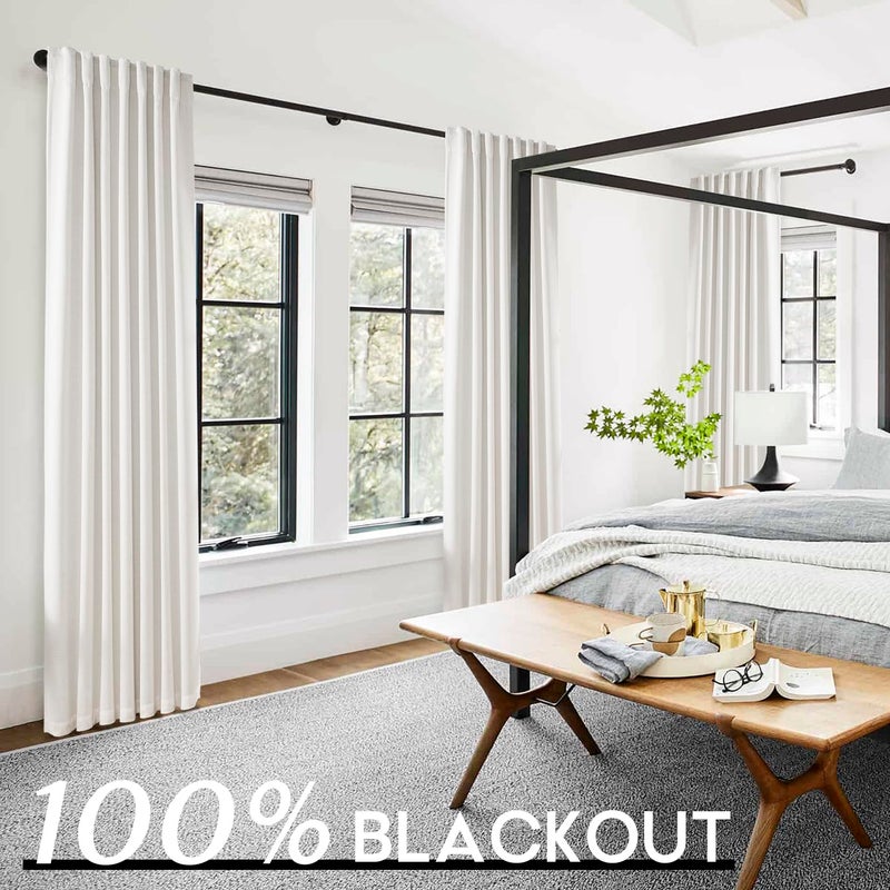 PANELSBURG Off White Linen Blackout Curtains 90 Inches Long Pleated Back Tab Room Darkening Thermal Lined Curtain Panels Set of 2 - Image 4
