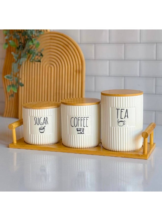 Ribbed porcelain coffee set, 1500ml, 950ml, 750ml - Image 1