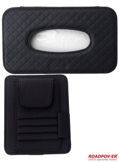 RoadPower Car Tissue Holder Organizer With Car Sun Visor Sunglasses And Card Holder Black  - Image 1