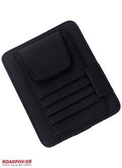 RoadPower Car Tissue Holder Organizer With Car Sun Visor Sunglasses And Card Holder Black  - Image 3