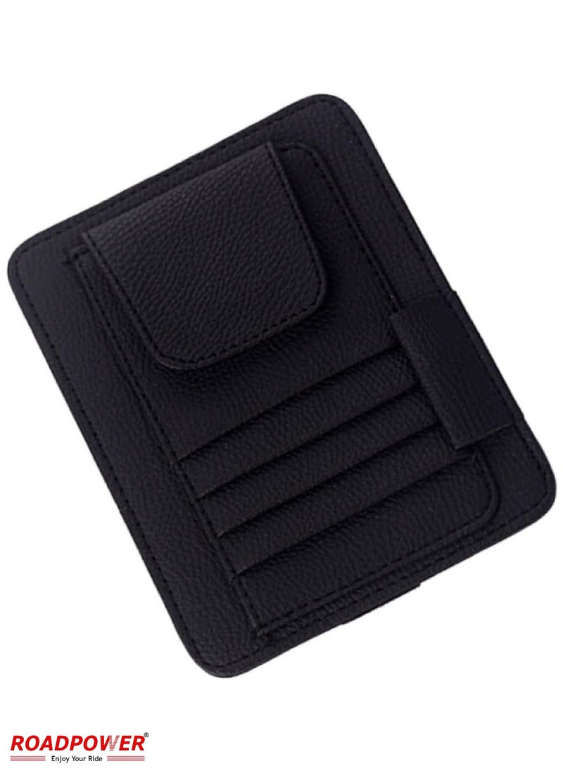 RoadPower Car Tissue Holder Organizer With Car Sun Visor Sunglasses And Card Holder Black  - Image 3