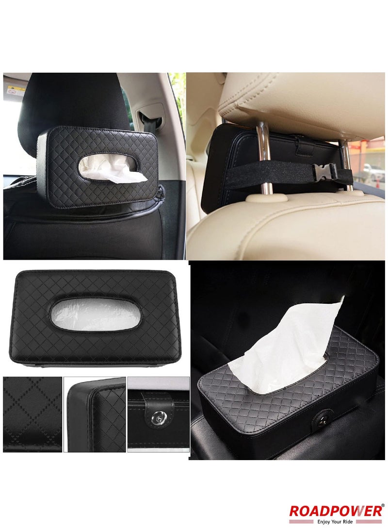 Car Tissue Holder Organizer With Car Sun Visor Sunglasses And Card Holder Black