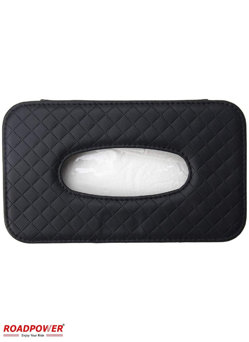 RoadPower Car Tissue Holder Organizer With Car Sun Visor Sunglasses And Card Holder Black  - Image 2