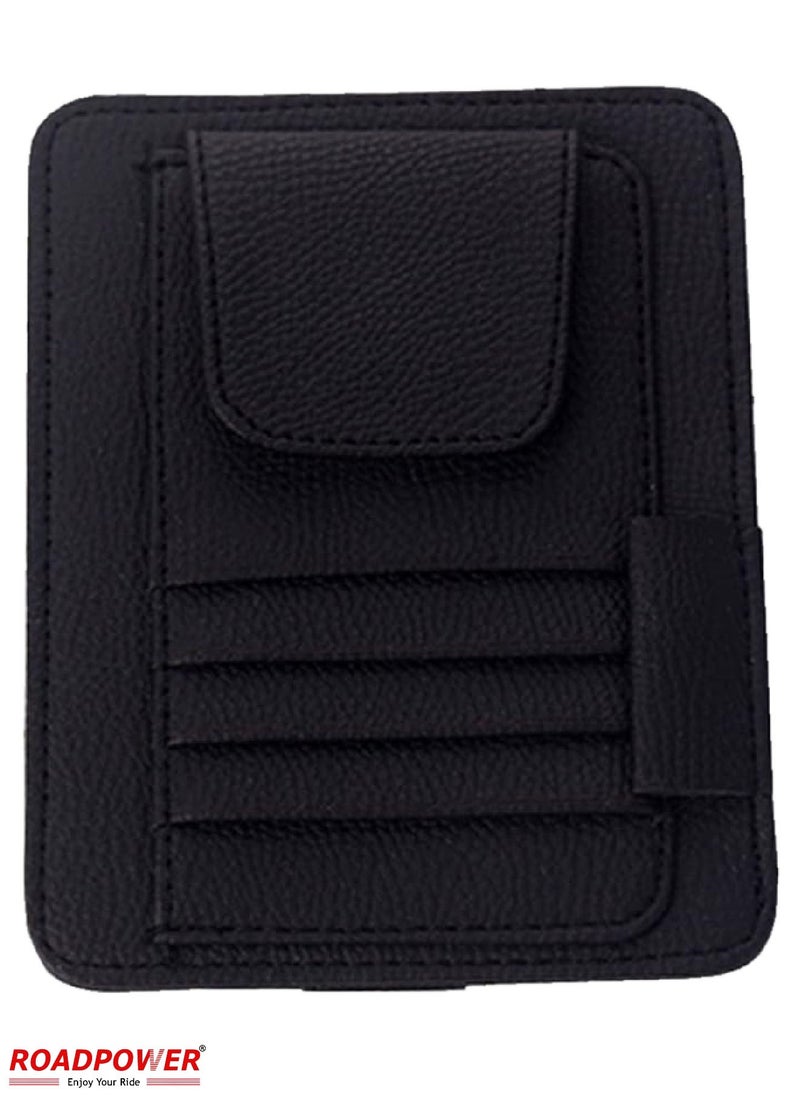 RoadPower Car Tissue Holder Organizer With Car Sun Visor Sunglasses And Card Holder Black  - Image 5