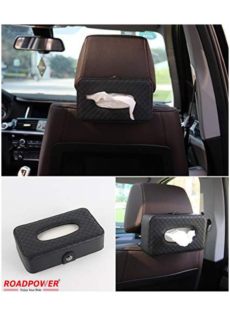 Car Tissue Holder Organizer With Car Sun Visor Sunglasses And Card Holder Black