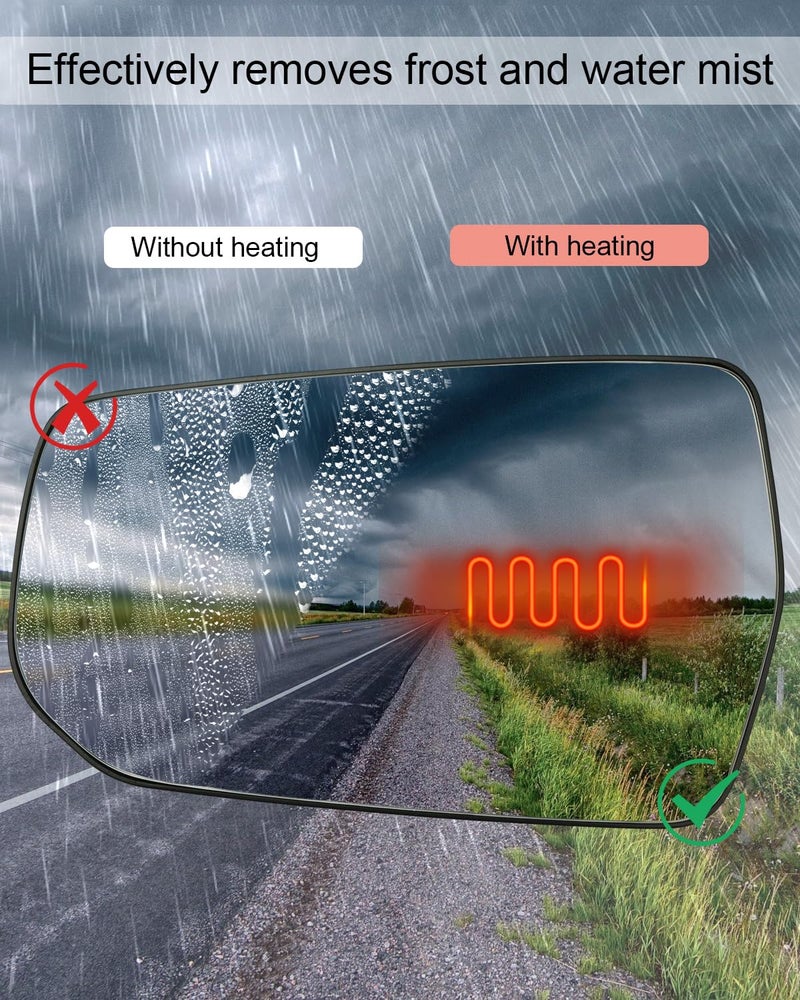 ULZOZN Driver Side Heating Mirror Glass Fit for Chevrolet Chevy Malibu 2016-2021, Rearview Left Side Mirror Glass with Plastic Back Plate - Image 4