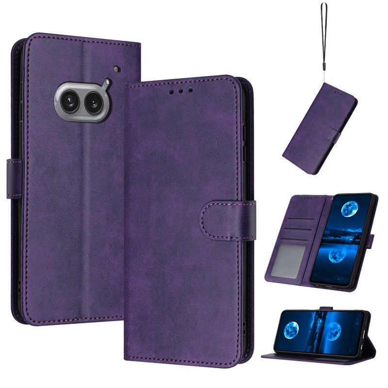 HuHa Protective Cover For Nothing Phone 2a / 2a Plus Solid Calf Texture Flip Leather Phone Case(Purple) - Image 1