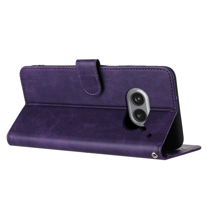 HuHa Protective Cover For Nothing Phone 2a / 2a Plus Solid Calf Texture Flip Leather Phone Case(Purple) - Image 4