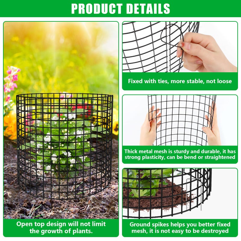 RGJ 5 Pack Plant Protector from Animals, 13x12 inch Wire Plant Cages Mesh Plant Cage Garden Plant Protector, Sturdy Bunny Barricades Chicken Wire Cloche Plant Protectors for Keeping Bunny Animals Out - Image 4