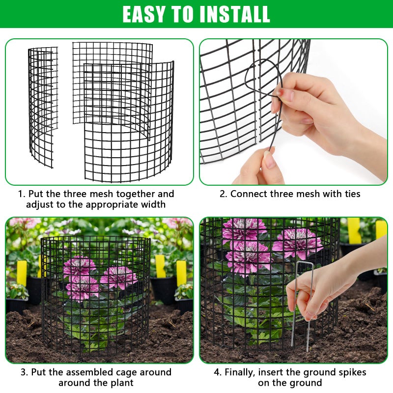 RGJ 5 Pack Plant Protector from Animals, 13x12 inch Wire Plant Cages Mesh Plant Cage Garden Plant Protector, Sturdy Bunny Barricades Chicken Wire Cloche Plant Protectors for Keeping Bunny Animals Out - Image 3