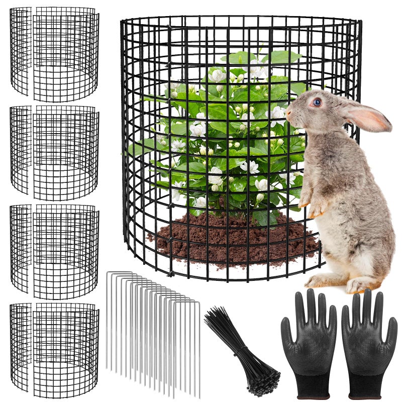 RGJ 5 Pack Plant Protector from Animals, 13x12 inch Wire Plant Cages Mesh Plant Cage Garden Plant Protector, Sturdy Bunny Barricades Chicken Wire Cloche Plant Protectors for Keeping Bunny Animals Out - Image 1