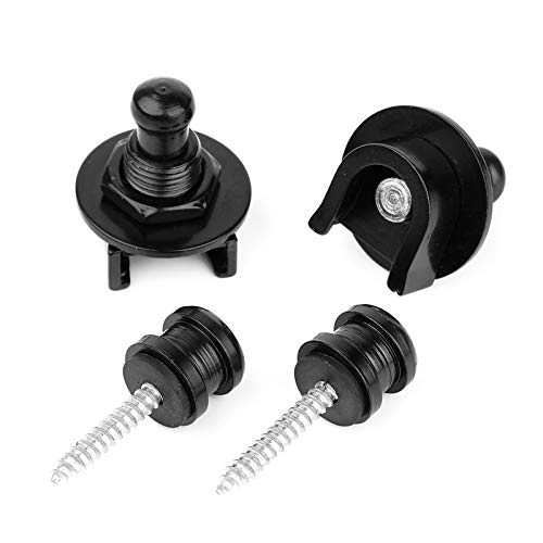 Eison Guitar Strap Locks and Buttons Security Quick Release Straplocks Strap Retainer System Nickel (2 Pieces Pack) (Black) - Image 3