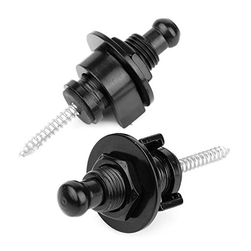 Eison Guitar Strap Locks and Buttons Security Quick Release Straplocks Strap Retainer System Nickel (2 Pieces Pack) (Black) - Image 2