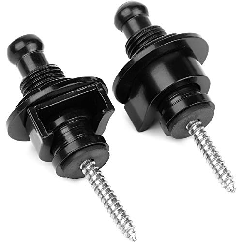 Eison Guitar Strap Locks and Buttons Security Quick Release Straplocks Strap Retainer System Nickel (2 Pieces Pack) (Black) - Image 1
