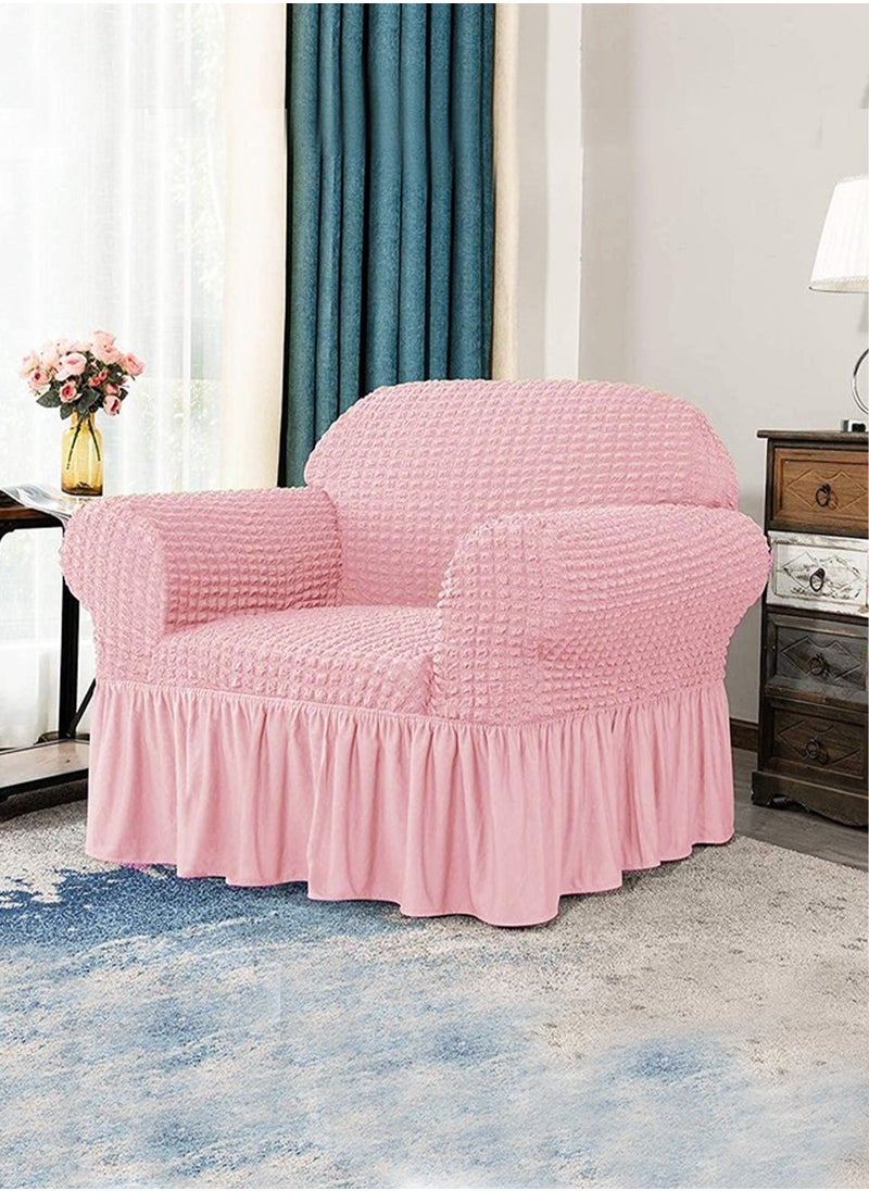Arabest - sofa cover 3 seater Super Stretchable Wrinkle-free Full Coverage Couch Slipcover Exquisitely Detailed Slip Flexible Resistant Jacquard Sofa Cover Pink 140-280cm - Image 1