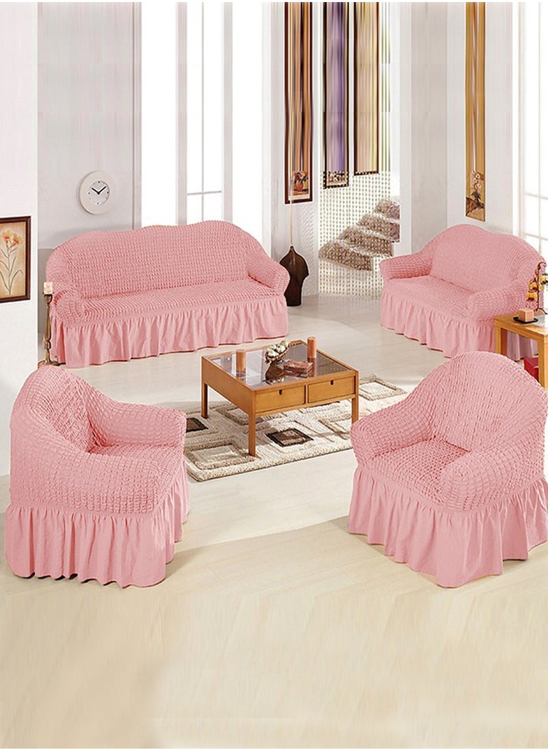 Arabest - sofa cover 3 seater Super Stretchable Wrinkle-free Full Coverage Couch Slipcover Exquisitely Detailed Slip Flexible Resistant Jacquard Sofa Cover Pink 140-280cm - Image 1