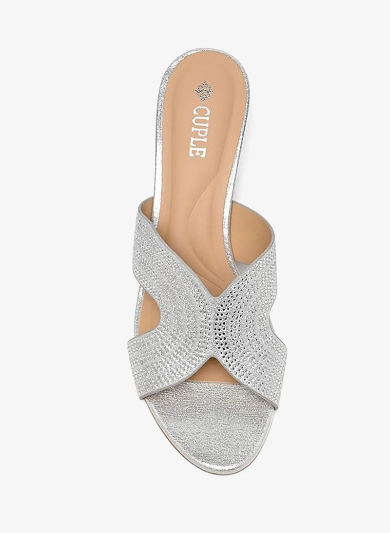 Cuple Embellished high-heeled cross-strap sandal