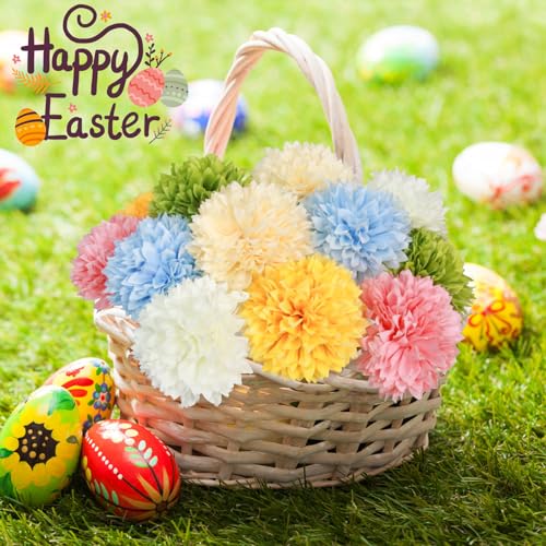 Tinsow 12 pcs Artificial Flowers Easter Faux Ball Chrysanthemum Bouquet Flowers Wedding Bouquet for Spring Home Garden Party Wedding Decoration (Mixed Color) - Image 3