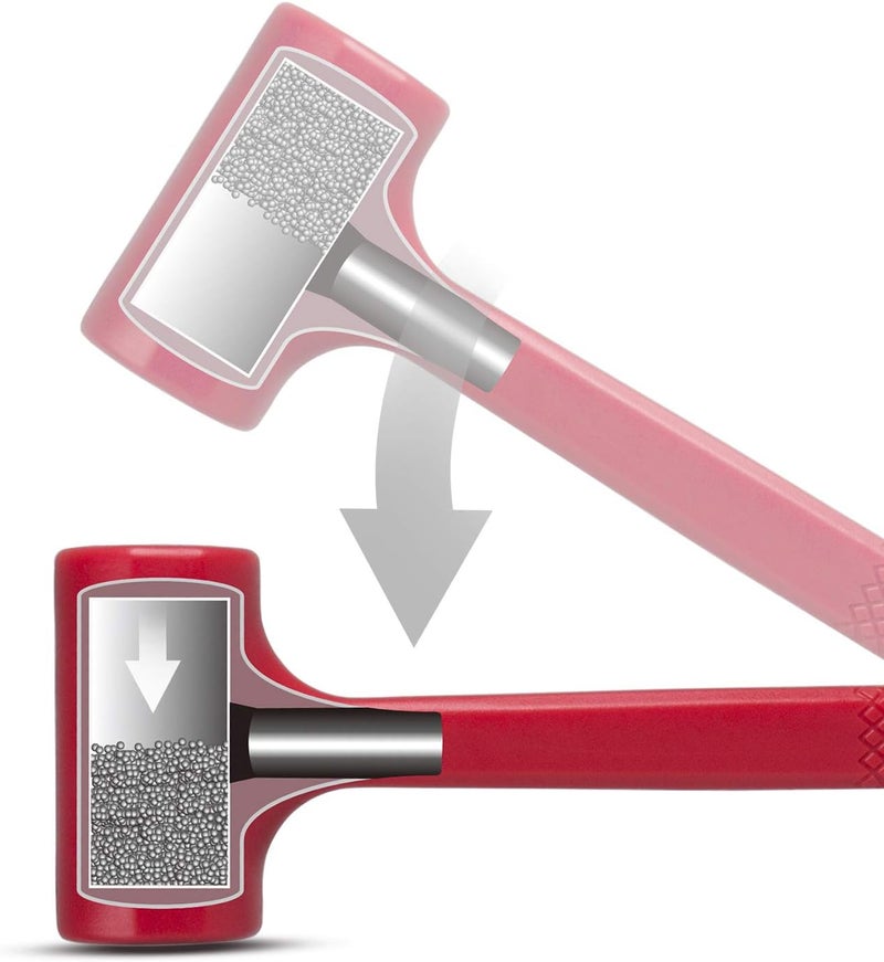 EFFICERE 3-Piece Premium Dead Blow Hammer and Unicast Mallet Set - Include 16-oz (1 lb), 32-oz (2 lb) and 48-oz (3 lb), Neon Red Color | Rebound and Spark Resistant Hammers, Non-Marring and Non-Sparking Design - Image 4
