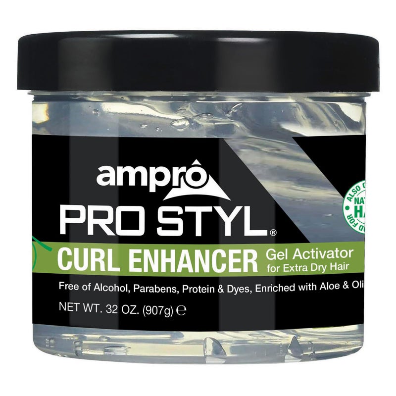 AmPro Pro Styl Curl Enhancer - Gel Activator with Olive Oil to Moisturize and Define Coils and Waves - Helps Protect and Hydrate Hair Shaft - Tames and Adds Shine to Tresses - Extra - 32 oz - Image 1