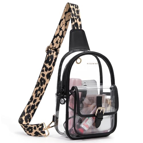 Missnine Anti-Theft Clear Sling Bag Clear Fanny Pack Stadium Approved Crossbody Bag Purse Trendy Heavy Duty Transparent Chest Bags with Guitar Strap for Concerts Sport Events - Image 1