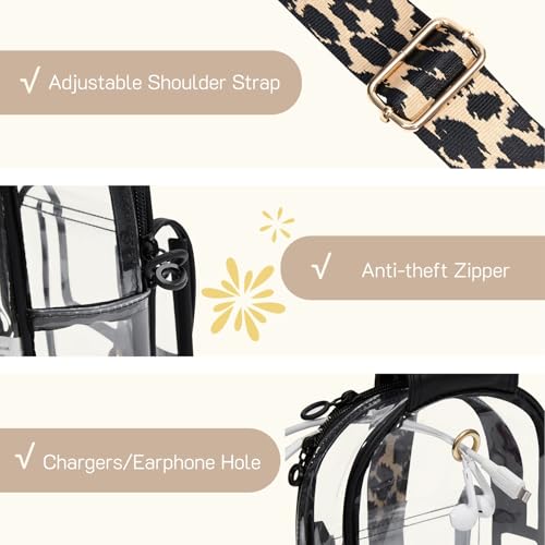 Missnine Anti-Theft Clear Sling Bag Clear Fanny Pack Stadium Approved Crossbody Bag Purse Trendy Heavy Duty Transparent Chest Bags with Guitar Strap for Concerts Sport Events - Image 2