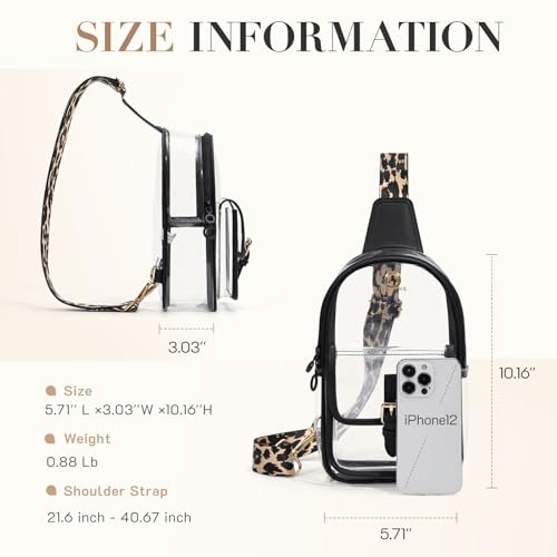 Missnine Anti-Theft Clear Sling Bag Clear Fanny Pack Stadium Approved Crossbody Bag Purse Trendy Heavy Duty Transparent Chest Bags with Guitar Strap for Concerts Sport Events - Image 5