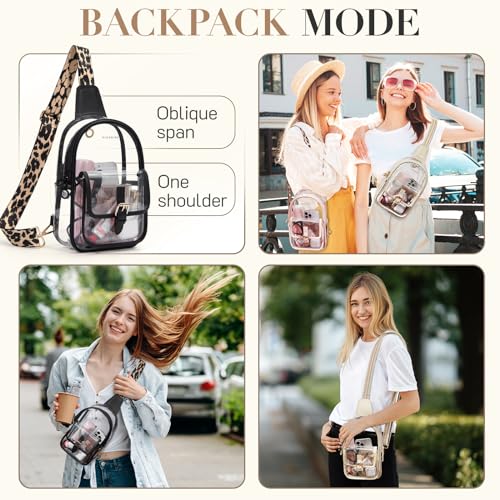 Missnine Anti-Theft Clear Sling Bag Clear Fanny Pack Stadium Approved Crossbody Bag Purse Trendy Heavy Duty Transparent Chest Bags with Guitar Strap for Concerts Sport Events - Image 3