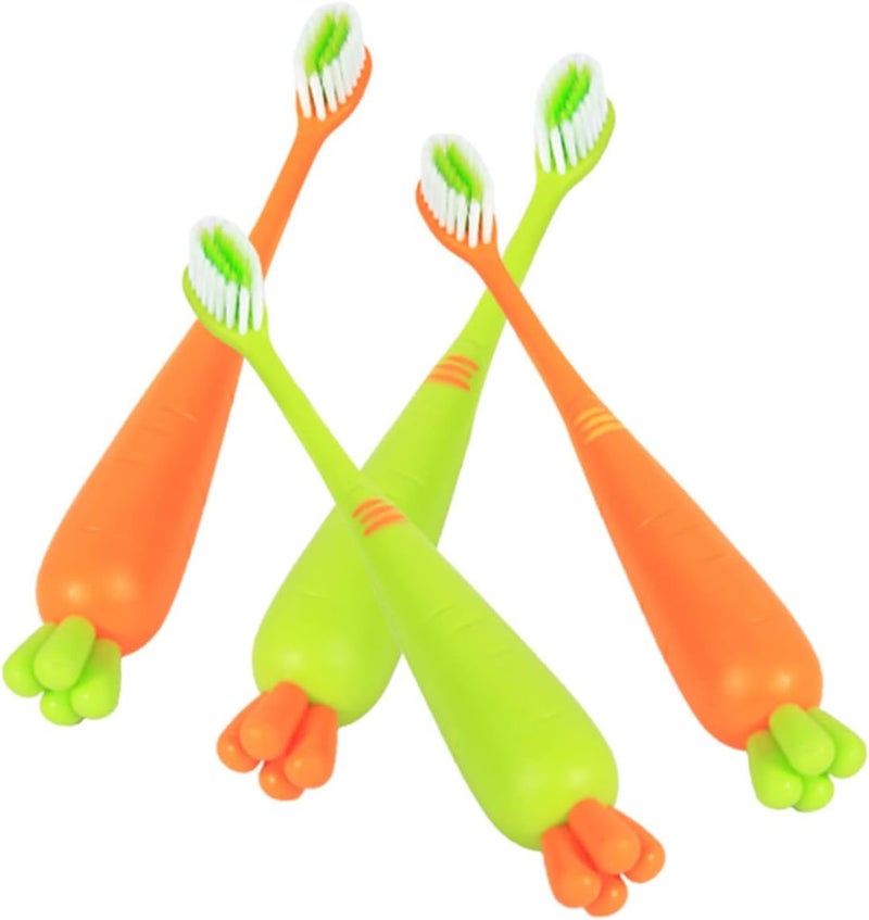 4pcs Boy Girl Toothbrush Adorable Carrot Design Manual Toothbrush for Boy Girl Soft Bristles for Gentle Cleaning for Travel and Home Use for s Oral Care - Image 1