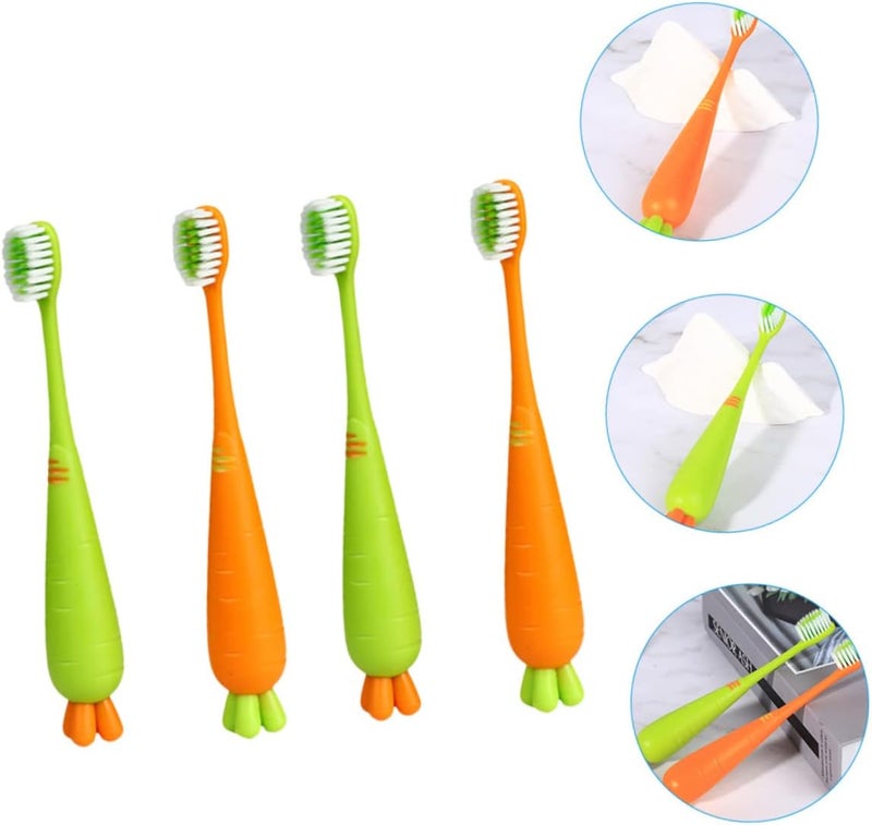4pcs Boy Girl Toothbrush Adorable Carrot Design Manual Toothbrush for Boy Girl Soft Bristles for Gentle Cleaning for Travel and Home Use for s Oral Care - Image 3